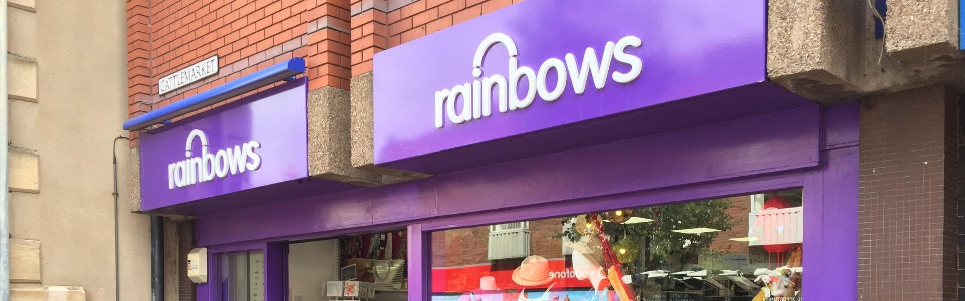 Outside the Rainbows shop in Loughborough
